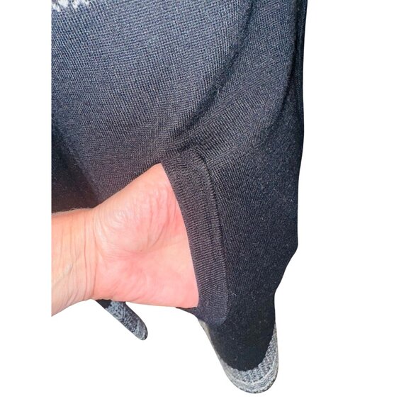 Telluride Womens Black White Long Hood Zip-Up Nordic Fair Isle Sweater Cardigan - Picture 8 of 8